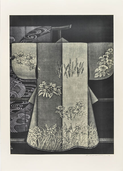 Kimono–Four Seasons, Hamanishi Katsunori 浜西勝則 (Japanese, born 1949), Triptych of mezzotint sheets, Japan