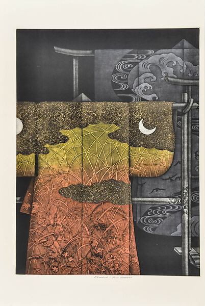 Kimono–Four Seasons, Hamanishi Katsunori 浜西勝則 (Japanese, born 1949), Triptych of mezzotint sheets, Japan