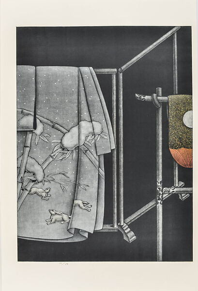 Kimono–Four Seasons, Hamanishi Katsunori 浜西勝則 (Japanese, born 1949), Triptych of mezzotint sheets, Japan
