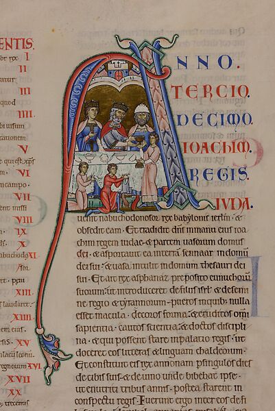 Opening for the Book of Daniel: Anno tercio, from the Winchester Bible, Tempera and gold leaf on parchment, British 