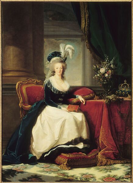 Marie Antoinette in a Blue Velvet Dress and a White Skirt, Elisabeth Louise Vigée Le Brun (French, Paris 1755–1842 Paris), Oil on canvas 