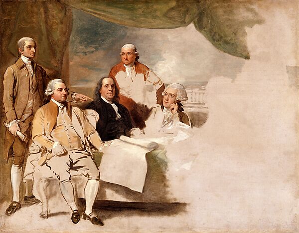 American Commissioners of the Preliminary Peace Negotiations with Great Britain, Benjamin West (American, Swarthmore, Pennsylvania 1738–1820 London), Oil on canvas 