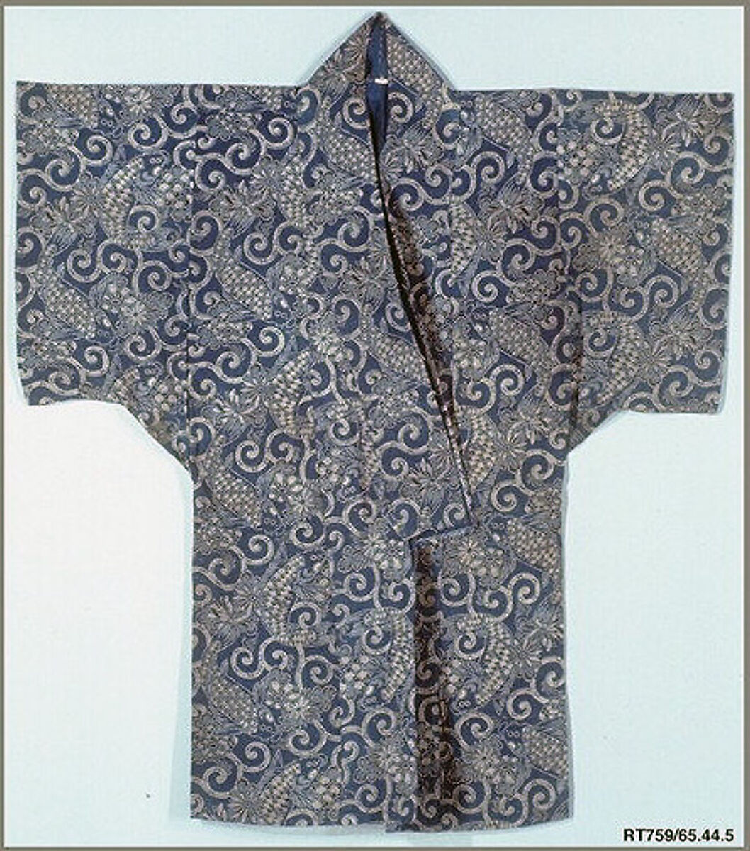 Woman's Robe, Blue and white cotton, rice paste resist, Japan 