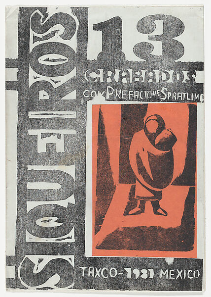 Front cover to 'Siqueiros 13 Grabados', David Alfaro Siqueiros (Mexican, Camargo 1896–1974 Cuernevaca), Woodcut on orange paper pasted to the cover