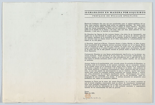 Front cover to 'Siqueiros 13 Grabados', David Alfaro Siqueiros (Mexican, Camargo 1896–1974 Cuernevaca), Woodcut on orange paper pasted to the cover