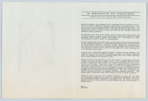 Front cover to 'Siqueiros 13 Grabados', David Alfaro Siqueiros (Mexican, Camargo 1896–1974 Cuernevaca), Woodcut on orange paper pasted to the cover
