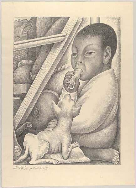 Boy with Chihuahua, Diego Rivera (Mexican, Guanajuato 1886–1957 Mexico City), Lithograph 