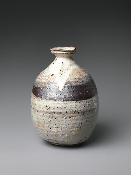 Sake Bottle, Tsujimura Shirō (Japanese, born 1947), Stoneware with white slip (kohiki style), Japan