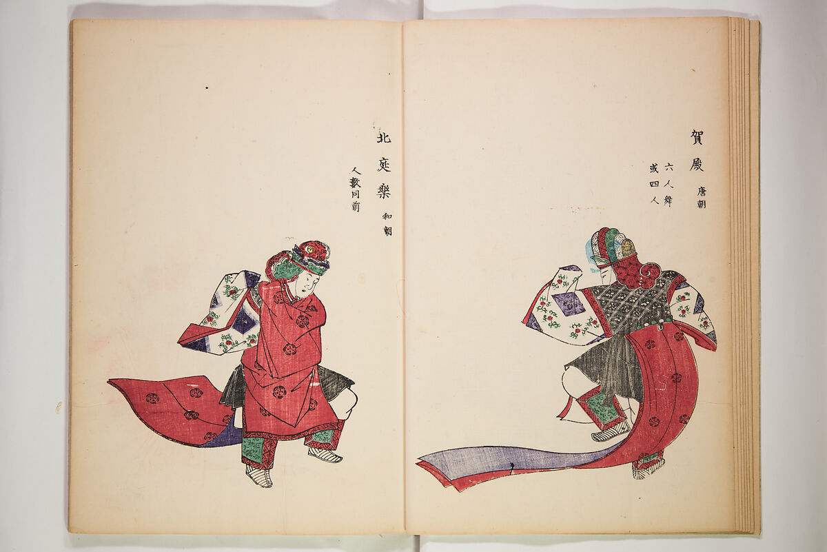 Illustrations on Bugaku (Bugakuzu) 舞楽図 （ぶがくず）, Takashima Chiharu 高島千春 (Japanese, 1777–1859), Ink on paper, Japan
