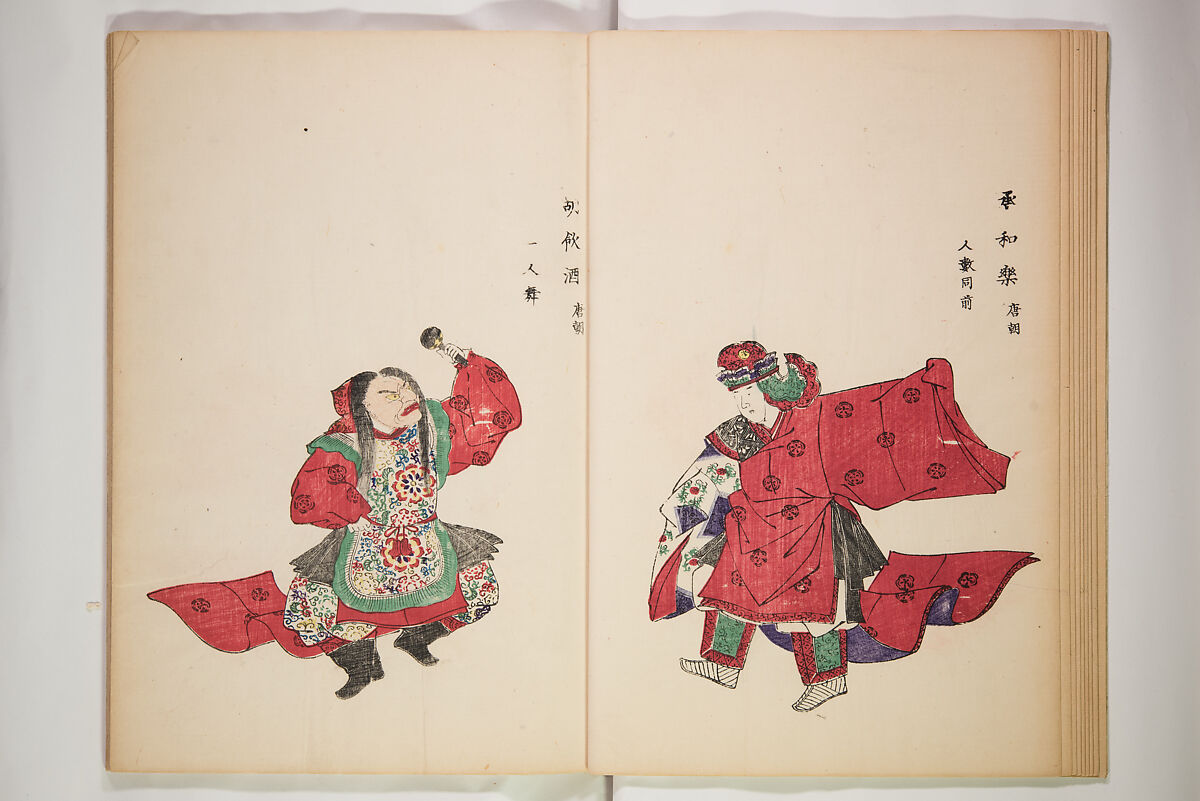 Illustrations on Bugaku (Bugakuzu) 舞楽図 （ぶがくず）, Takashima Chiharu 高島千春 (Japanese, 1777–1859), Ink on paper, Japan