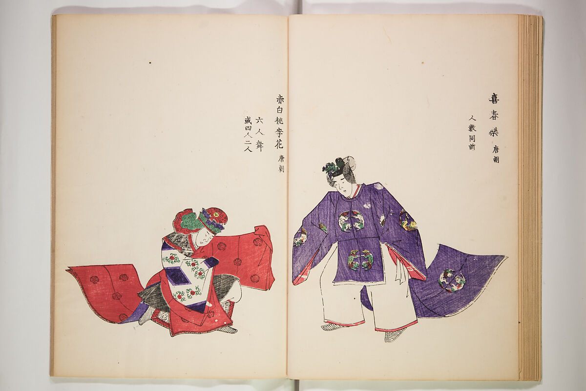 Illustrations on Bugaku (Bugakuzu) 舞楽図 （ぶがくず）, Takashima Chiharu 高島千春 (Japanese, 1777–1859), Ink on paper, Japan