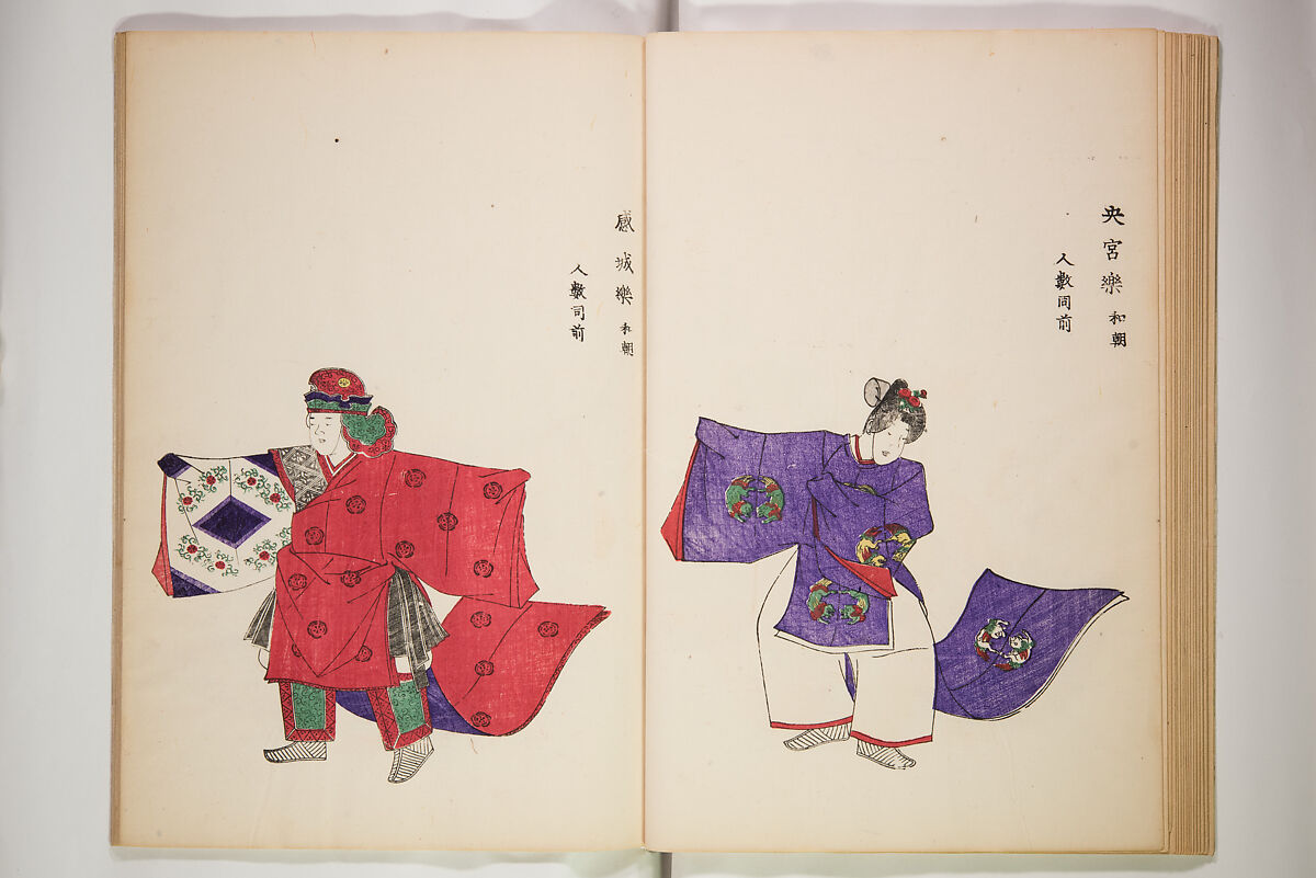Illustrations on Bugaku (Bugakuzu) 舞楽図 （ぶがくず）, Takashima Chiharu 高島千春 (Japanese, 1777–1859), Ink on paper, Japan