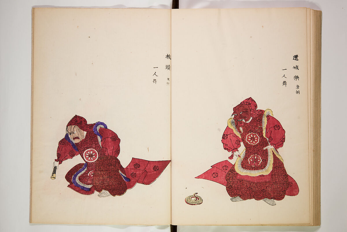 Illustrations on Bugaku (Bugakuzu) 舞楽図 （ぶがくず）, Takashima Chiharu 高島千春 (Japanese, 1777–1859), Ink on paper, Japan