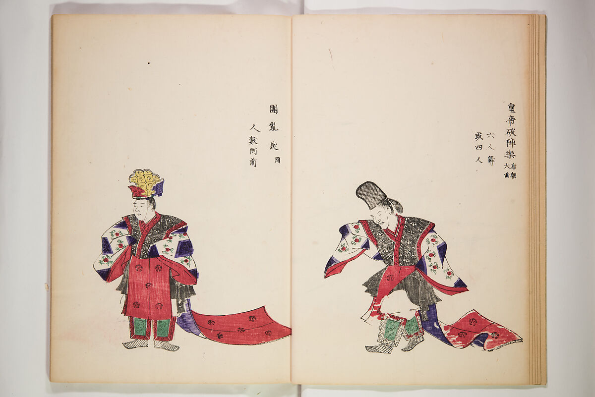 Illustrations on Bugaku (Bugakuzu) 舞楽図 （ぶがくず）, Takashima Chiharu 高島千春 (Japanese, 1777–1859), Ink on paper, Japan 
