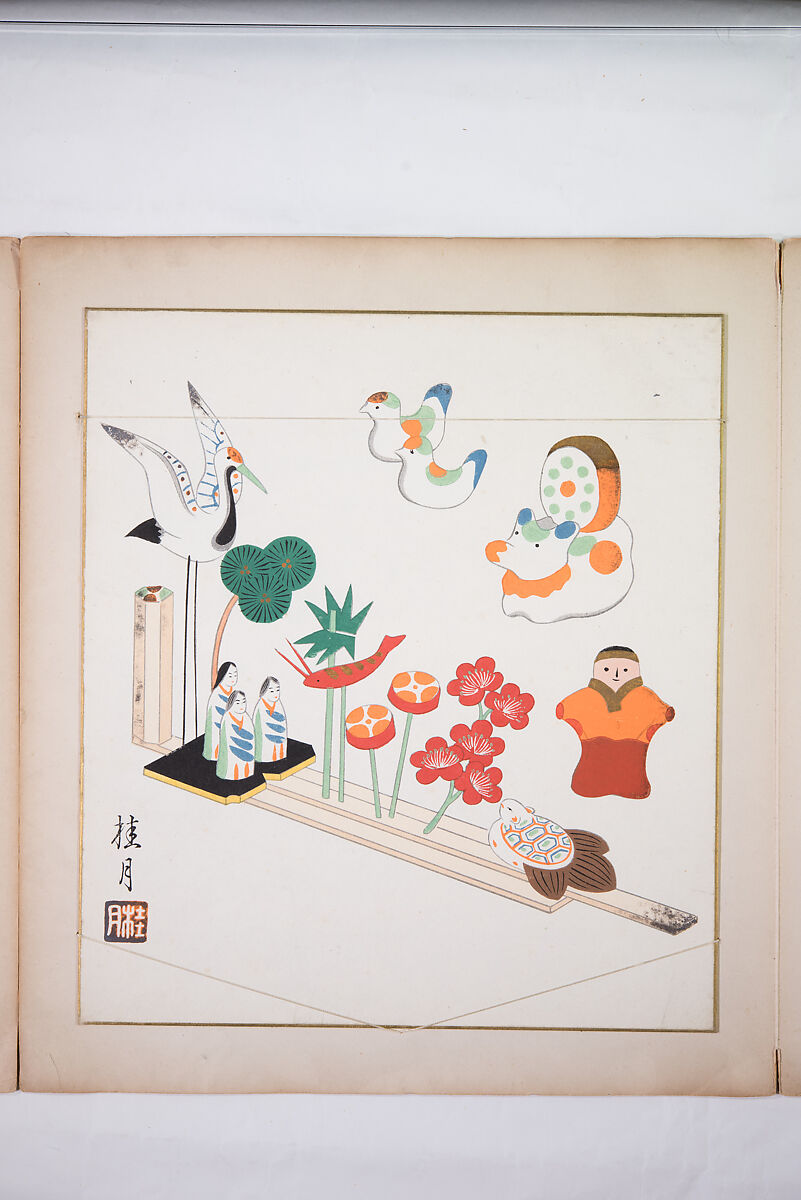 Japanese Folk Toys: Spring  (Kyōdo gangu shū: haru) 郷土玩具集: 春（きょうどがんぐしゅう: はる）, Yamashita Hakuba 山下白馬, Ink on paper, Japan