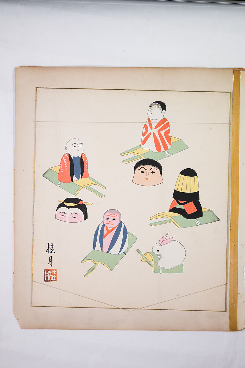 Japanese Folk Toys: Spring  (Kyōdo gangu shū: haru) 郷土玩具集: 春（きょうどがんぐしゅう: はる）, Yamashita Hakuba 山下白馬, Ink on paper, Japan