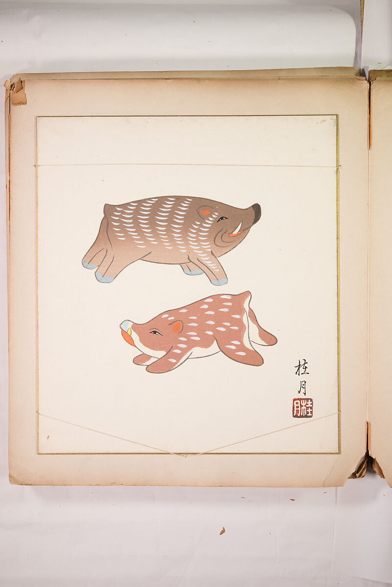 Japanese Folk Toys: Spring  (Kyōdo gangu shū: haru) 郷土玩具集: 春（きょうどがんぐしゅう: はる）, Yamashita Hakuba 山下白馬, Ink on paper, Japan