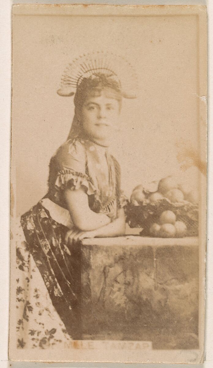 Mlle. Tamzap, from the Actresses series (N245) issued by Kinney Brothers to promote Sweet Caporal Cigarettes, Issued by Kinney Brothers Tobacco Company, Albumen photograph