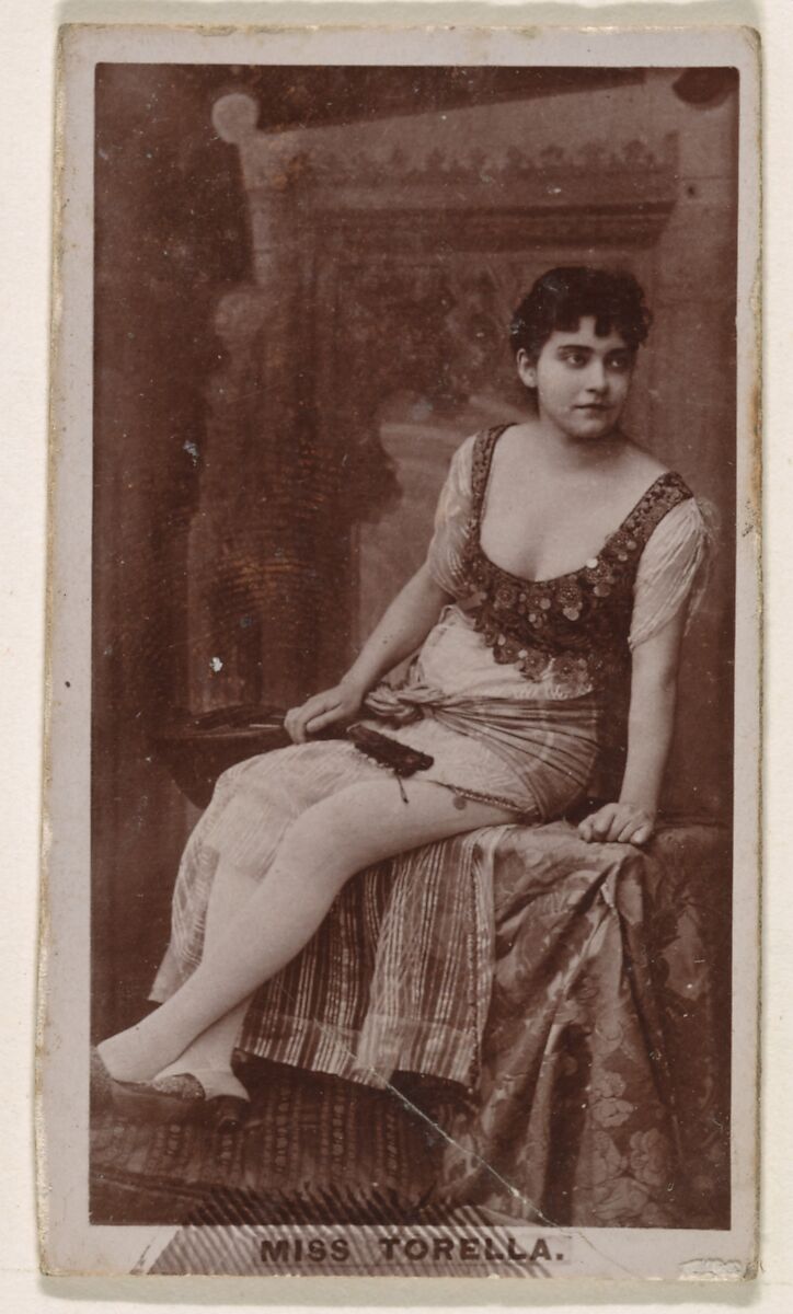 Miss Torella, from the Actresses series (N245) issued by Kinney Brothers to promote Sweet Caporal Cigarettes, Issued by Kinney Brothers Tobacco Company, Albumen photograph