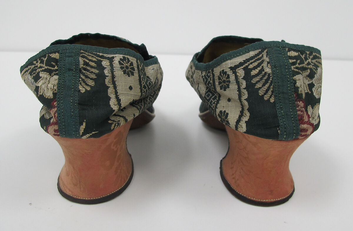 Shoes, silk, metal, British