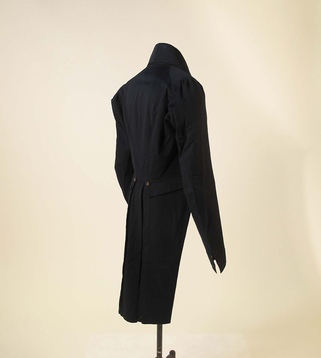 Tailcoat, wool, silk, cotton, wood, probably British