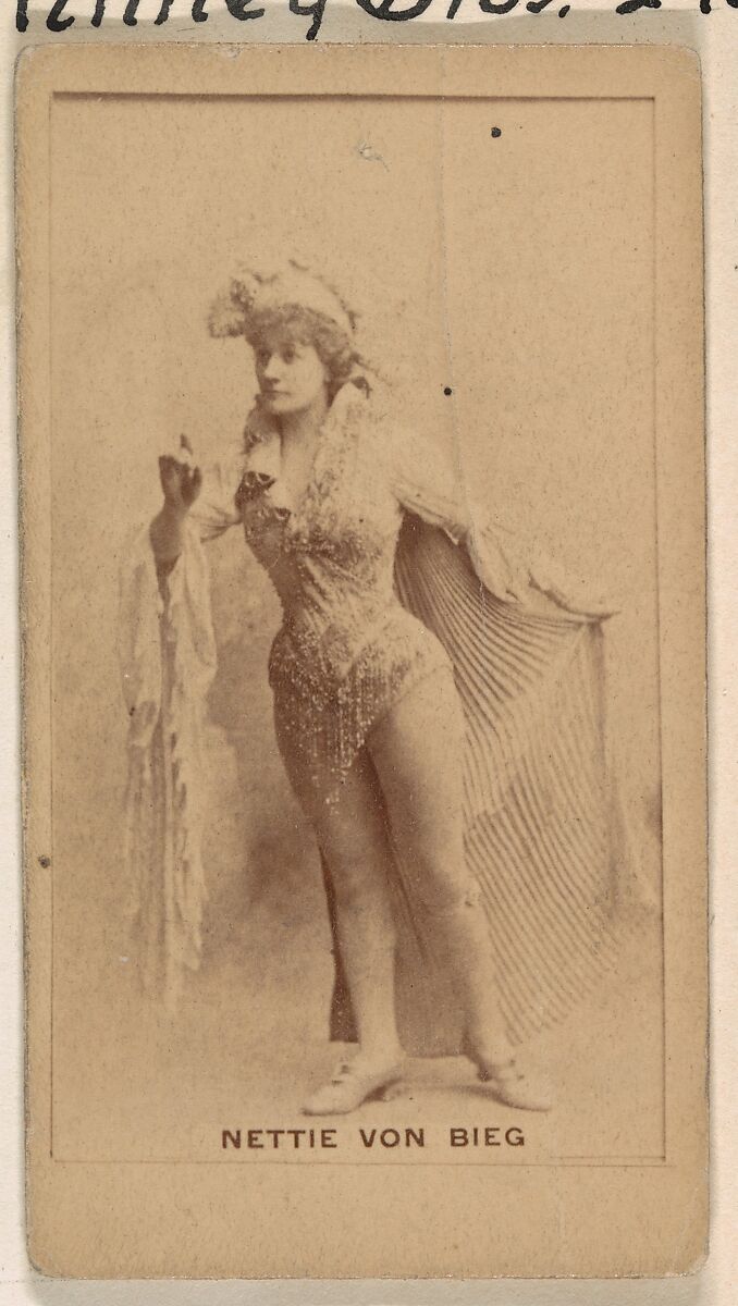 Nettie Von Bieg, from the Actresses series (N245) issued by Kinney Brothers to promote Sweet Caporal Cigarettes, Issued by Kinney Brothers Tobacco Company, Albumen photograph 