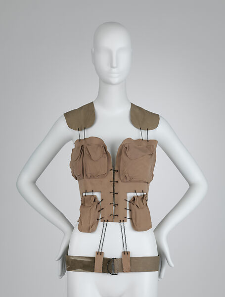 Vest, Jean Paul Gaultier (French, born 1952), rayon, leather, metal, French 