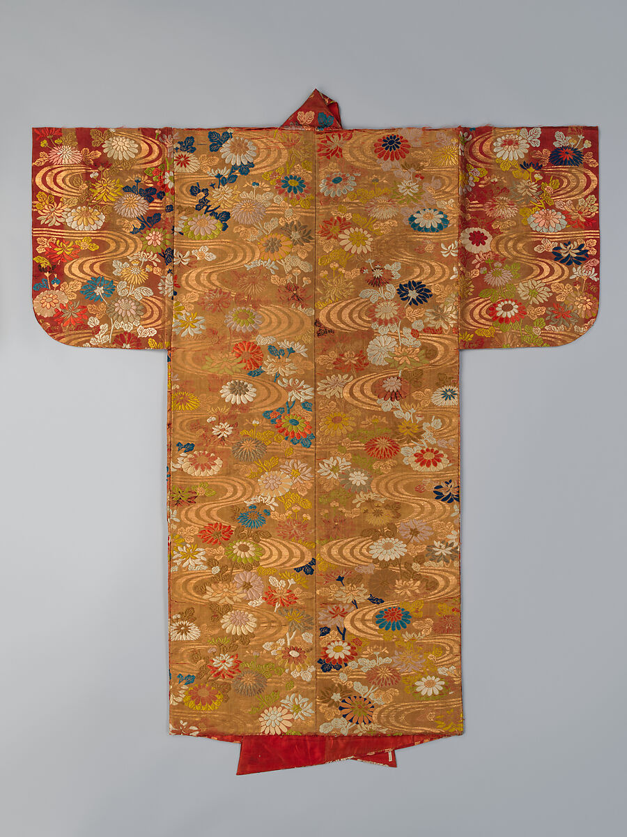 Noh Robe (Karaori), Twill-weave silk with supplementary weft patterning in silk and gold-leaf paper strips (karaori), Japan