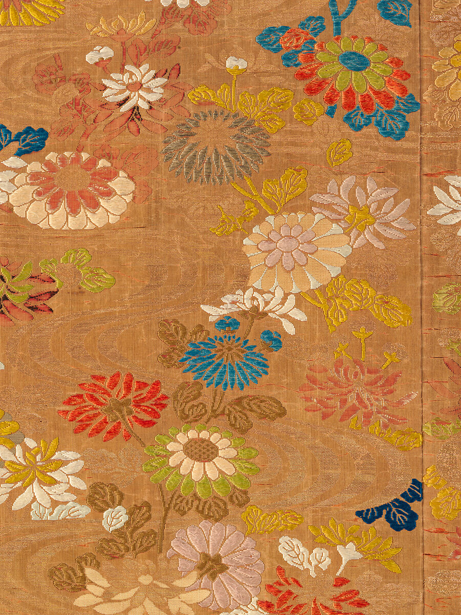 Noh Robe (Karaori), Twill-weave silk with supplementary weft patterning in silk and gold-leaf paper strips (karaori), Japan
