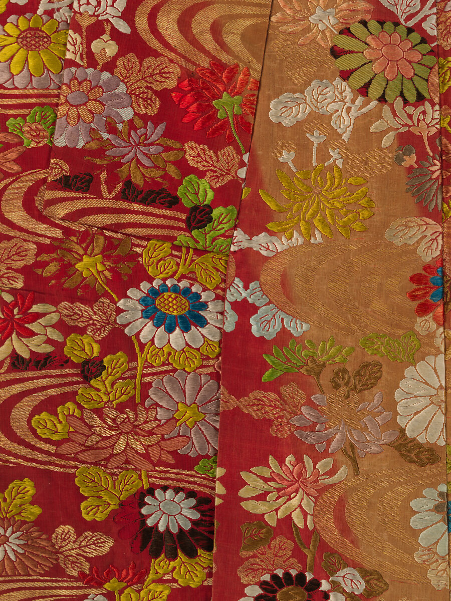 Noh Robe (Karaori), Twill-weave silk with supplementary weft patterning in silk and gold-leaf paper strips (karaori), Japan