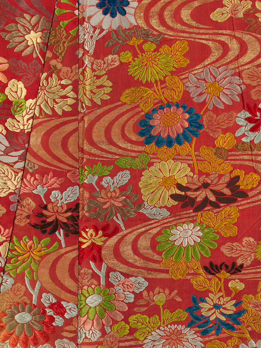 Noh Robe (Karaori), Twill-weave silk with supplementary weft patterning in silk and gold-leaf paper strips (karaori), Japan