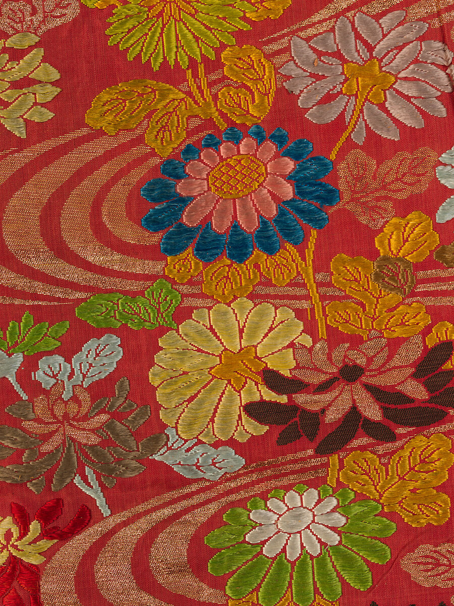 Noh Robe (Karaori), Twill-weave silk with supplementary weft patterning in silk and gold-leaf paper strips (karaori), Japan