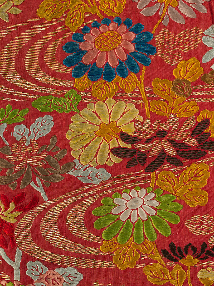 Noh Robe (Karaori), Twill-weave silk with supplementary weft patterning in silk and gold-leaf paper strips (karaori), Japan