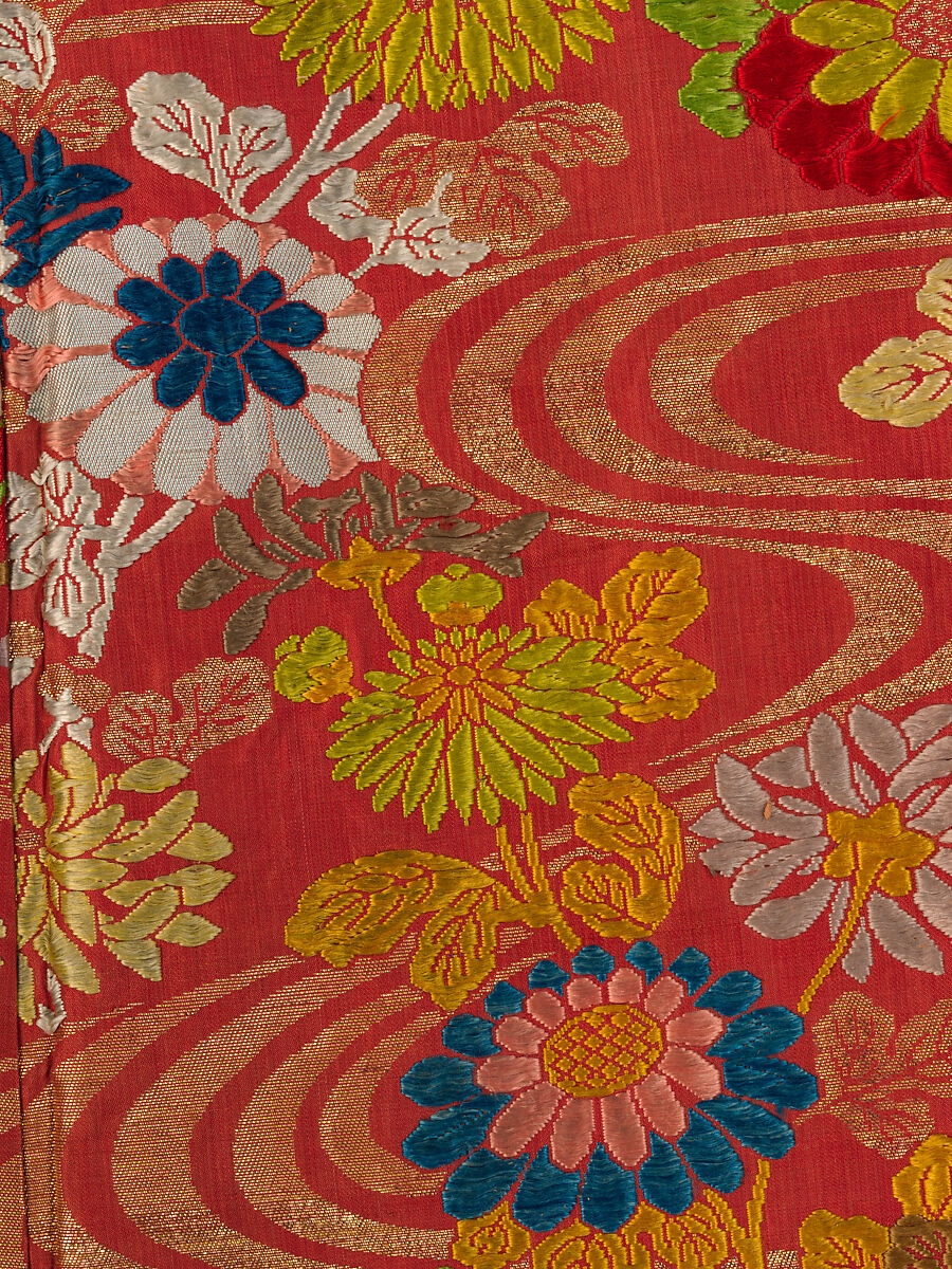 Noh Robe (Karaori), Twill-weave silk with supplementary weft patterning in silk and gold-leaf paper strips (karaori), Japan