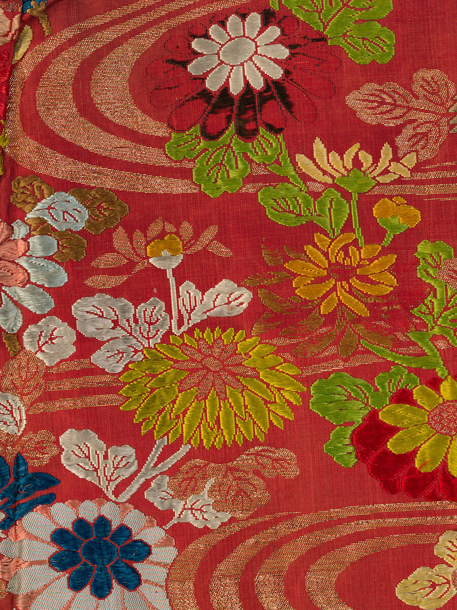 Noh Robe (Karaori), Twill-weave silk with supplementary weft patterning in silk and gold-leaf paper strips (karaori), Japan