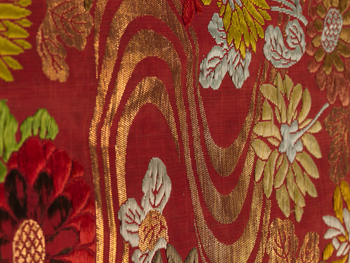 Noh Robe (Karaori), Twill-weave silk with supplementary weft patterning in silk and gold-leaf paper strips (karaori), Japan