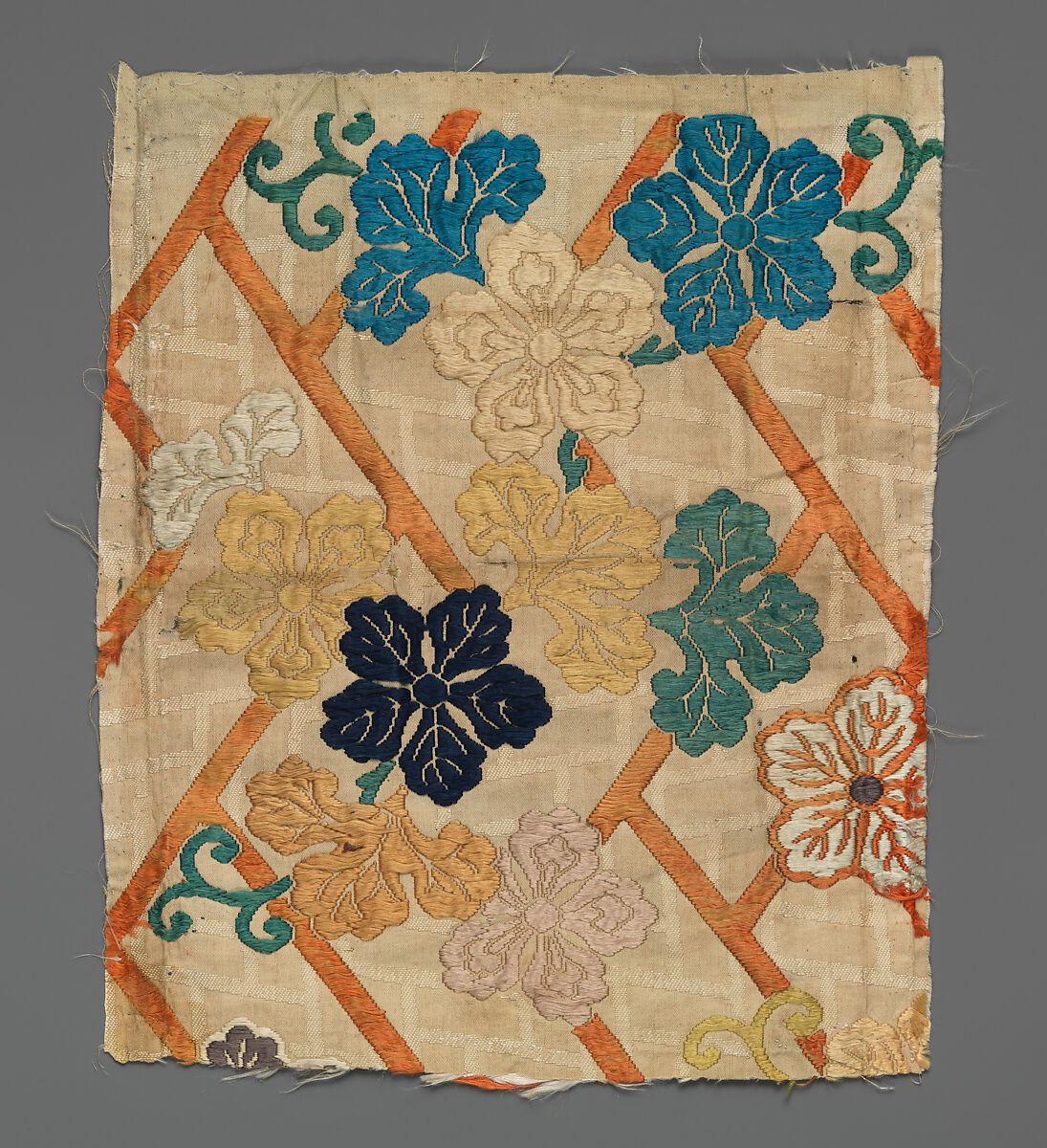 Fragment, Twill-weave silk with brocading in silk and supplementary weft patterning in silk (karaori), Japan