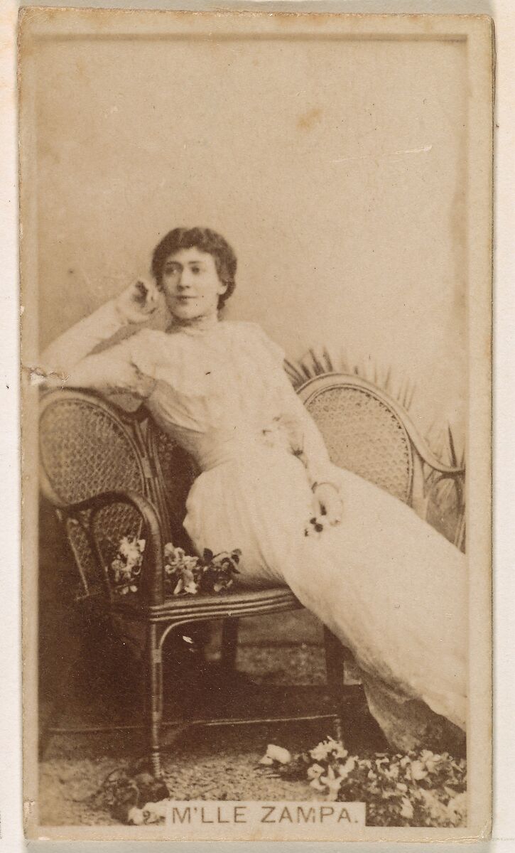 M'lle Zampa, from the Actresses series (N245) issued by Kinney Brothers to promote Sweet Caporal Cigarettes, Issued by Kinney Brothers Tobacco Company, Albumen photograph 