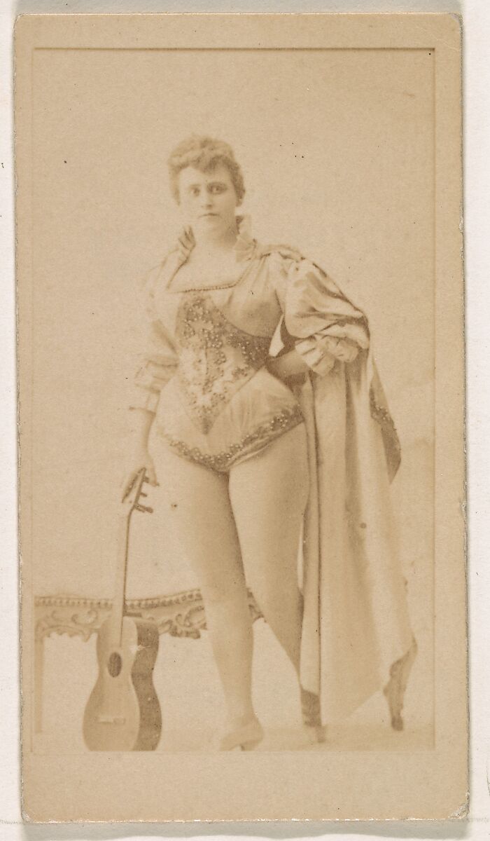 Actress with guitar, from the Actresses series (N245) issued by Kinney Brothers to promote Sweet Caporal Cigarettes, Issued by Kinney Brothers Tobacco Company, Albumen photograph 