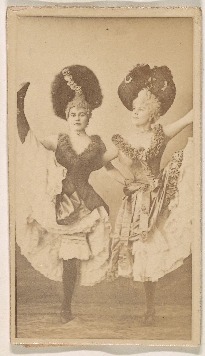 Two dancers with high kick, from the Actresses series (N245) issued by Kinney Brothers to promote Sweet Caporal Cigarettes, Issued by Kinney Brothers Tobacco Company, Albumen photograph 