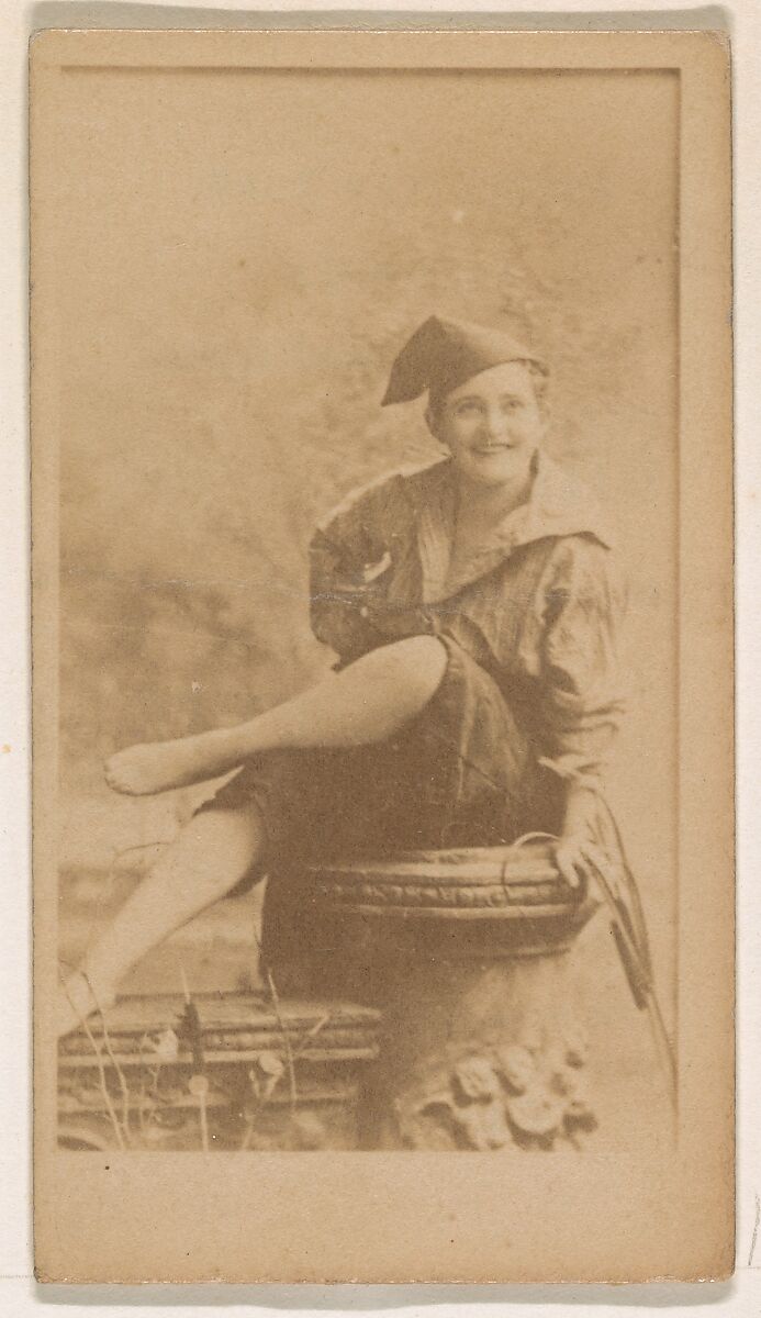 Seated actress wearing cap, from the Actresses series (N245) issued by Kinney Brothers to promote Sweet Caporal Cigarettes, Issued by Kinney Brothers Tobacco Company, Albumen photograph 