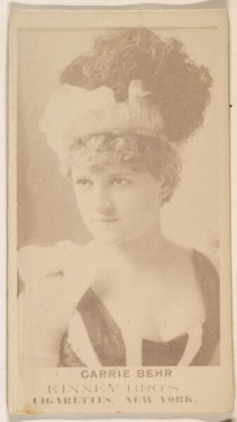 Carrie Behr, from the Actresses series (N245) issued by Kinney Brothers to promote Sweet Caporal Cigarettes, Issued by Kinney Brothers Tobacco Company, Albumen photograph 