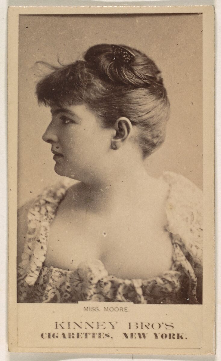 Miss Moore, from the Actresses series (N245) issued by Kinney Brothers to promote Sweet Caporal Cigarettes, Issued by Kinney Brothers Tobacco Company, Albumen photograph 