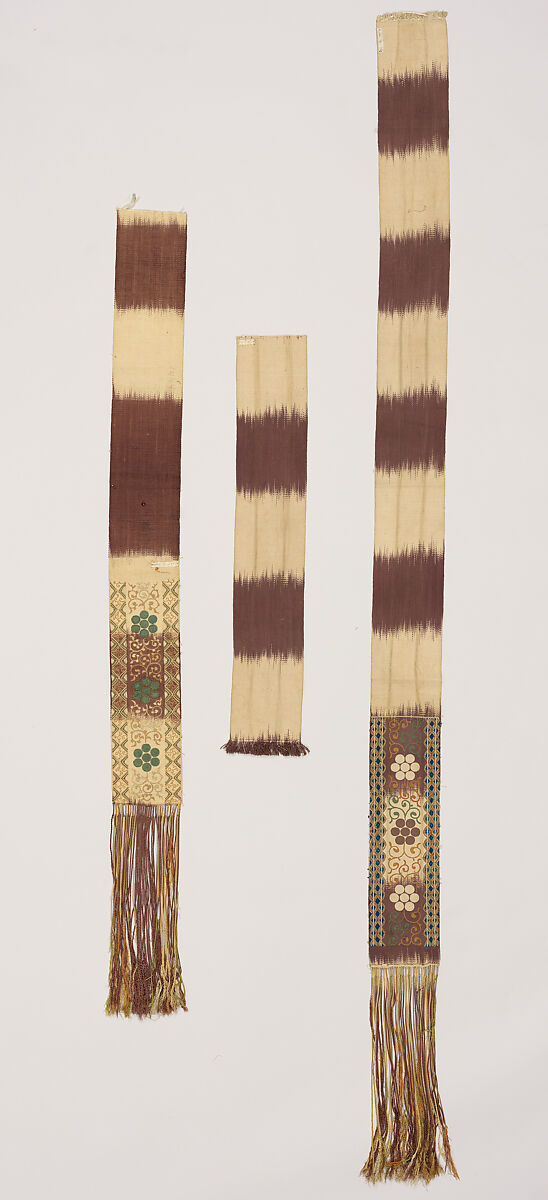 Three Sections of Sash (Hirao), Silk / Embroidered, Japan 