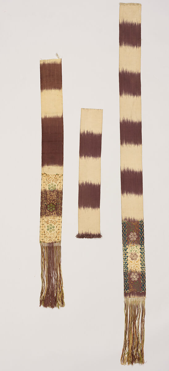 Three Sections of Sash (Hirao), Silk / Embroidered, Japan