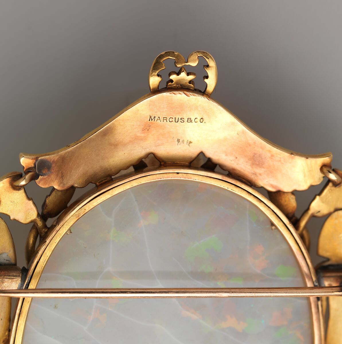 Brooch, Marcus and Co. (American, New York, 1892–1942), Gold, opal, and enamel, American