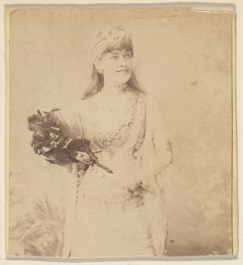 Actress holding bouquet of flowers, from the Actresses series (N246), Type 2, issued by Kinney Brothers to promote Sporting Extra Cigarettes, Issued by Kinney Brothers Tobacco Company, Albumen photograph 
