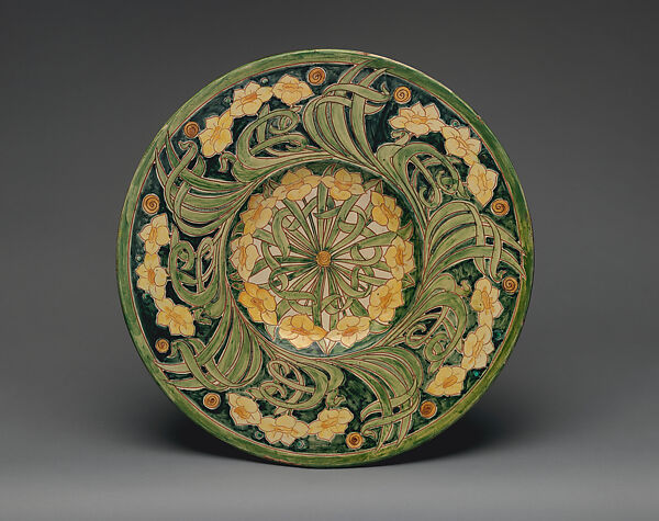 Daffodil dish, Della Robbia Pottery (Birkenhead, 1894–1906), Glazed earthenware, British, Birkenhead, Merseyside 