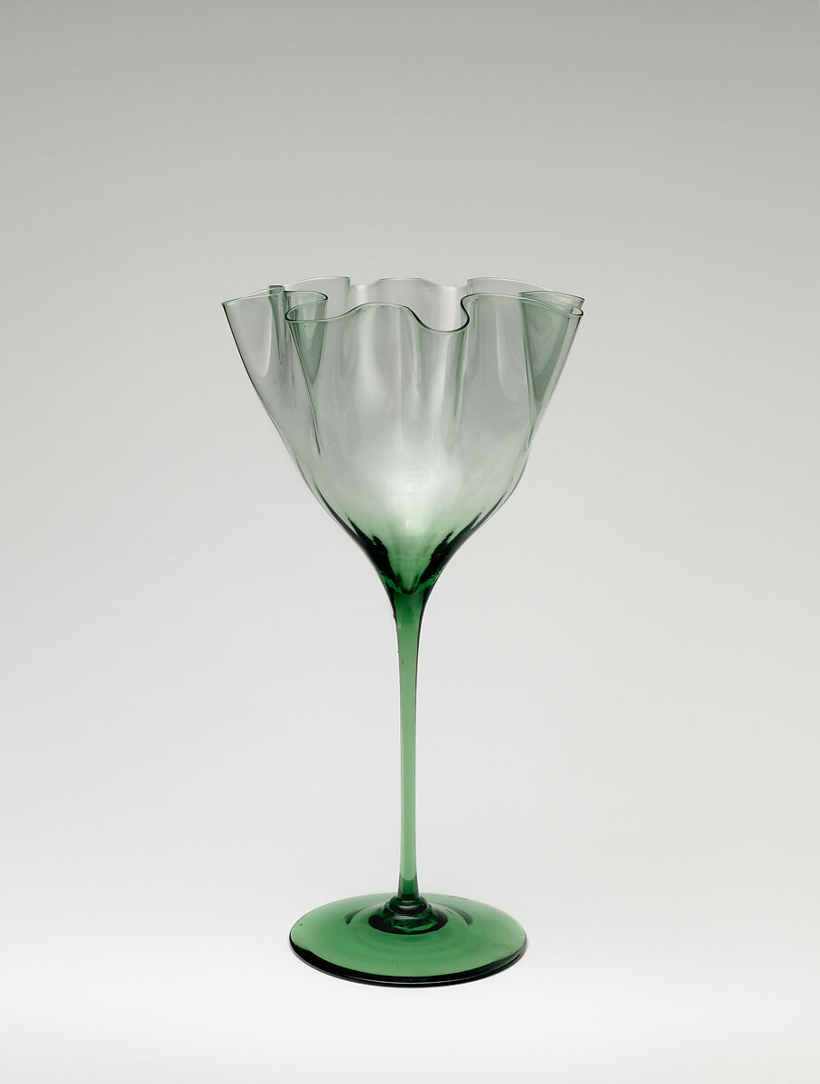 Tall-stemmed vase, Attributed to Harry Powell (British, 1853–1922), Green glass, British, London 