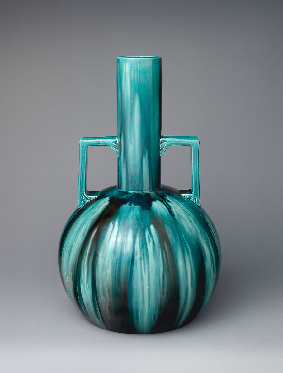 Tall vase, Christopher Dresser (British, Glasgow, Scotland 1834–1904 Mulhouse), Earthenware, British, Swadlincote, Derbyshire 